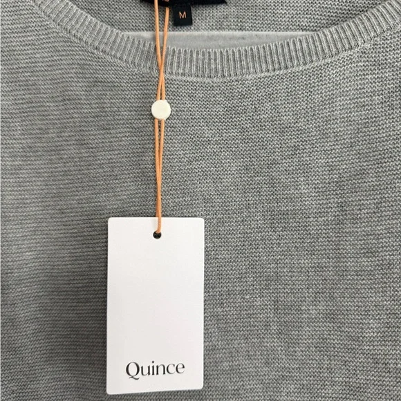 Quince Womens cotton cashmere link Short-Sleeve Sweater in Light Gray Brand New - Picture 4 of 5